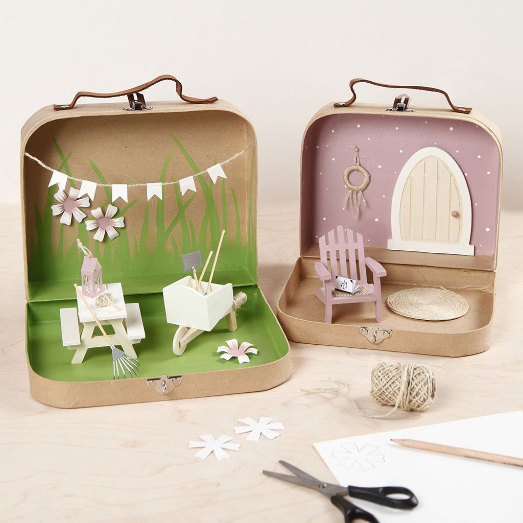 Creativ Company Aufbewahrungstruhe, Papp-Schachtel, Natur, 5,5 × 20 × 8 cm, 22,5 × 18 × 6,5 cm, Set à 2