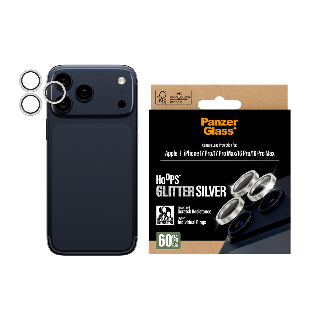 PanzerGlass Kameraschutz – für iPhone 2025 Pro/iPhone 2025 Pro Max/iPhone 16 Pro und andere – Silber