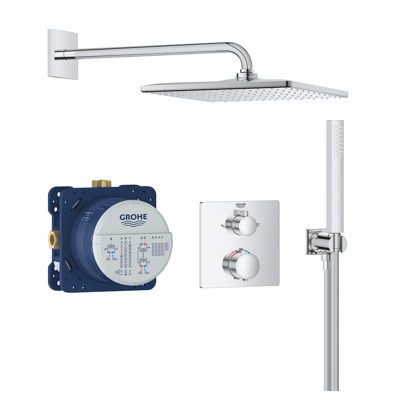 GROHE Badebatterie (Unterputz) Vitalio – 31 cm, Kunststoff, Chrom