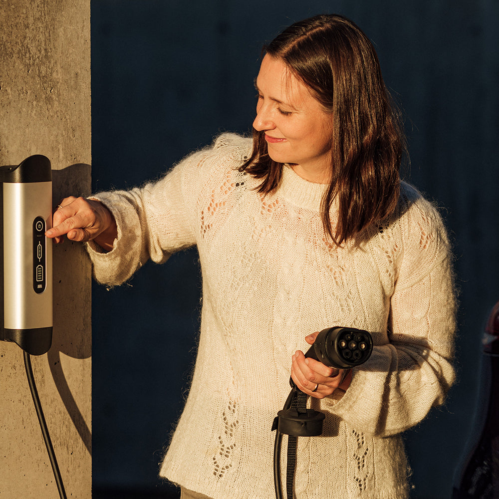 DEFA Solid Wallbox – 1-ph, 20 A (230 V, 4,6 kW), Wandmontiert, Typ 2, 6 m Kabel, LED, IP45, Silber