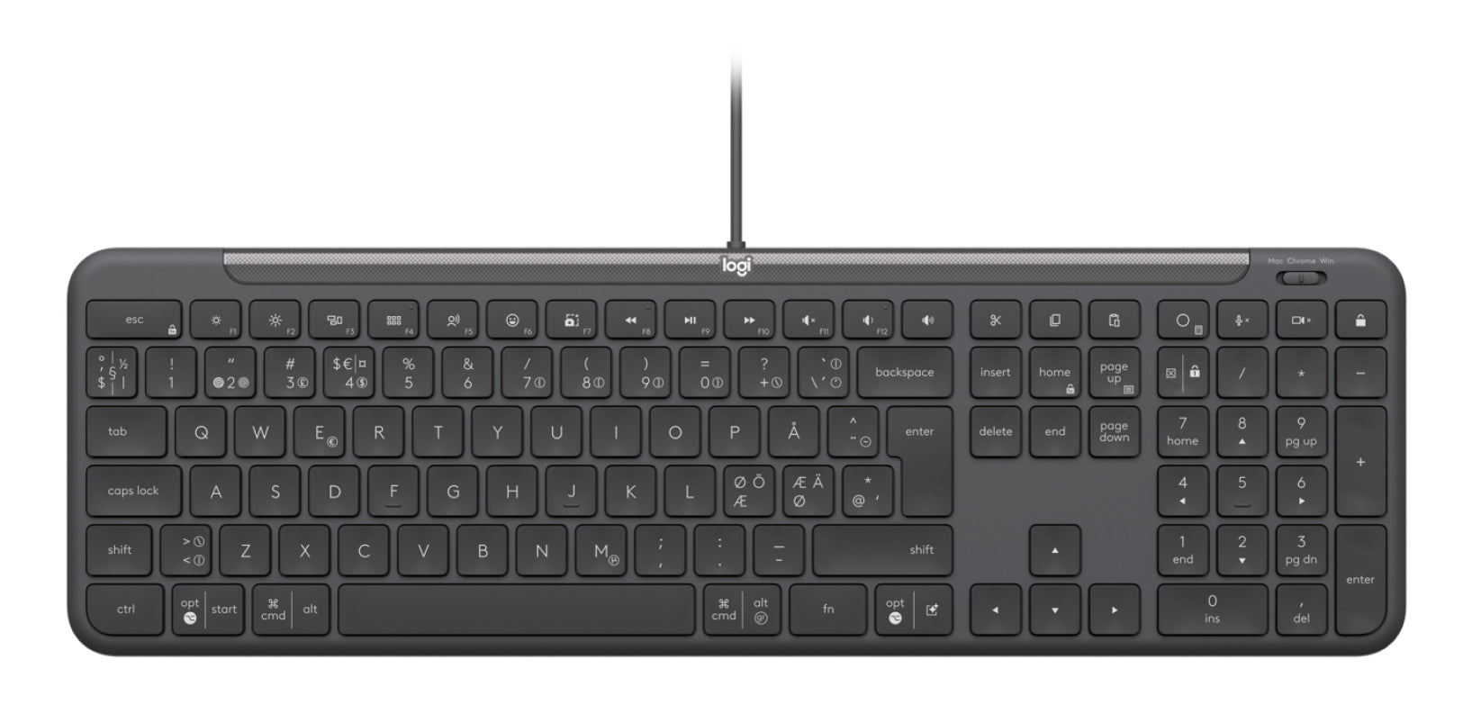 Logitech Signature Slim K620 – Tastatur – Scherenmechanik – Kabelgebunden – USB-C – QWERTY (UK-INT) – Graphit