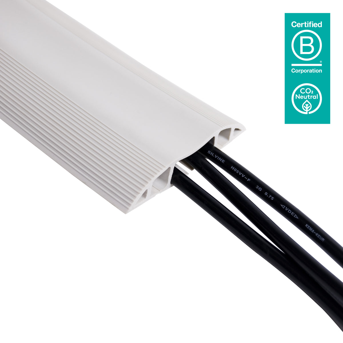Dataflex Kabelbrücke – 3 m – Aussen 83 × 15 mm – PVC – Grau, 3 Kanäle, selbstklebend, 1 Stk.