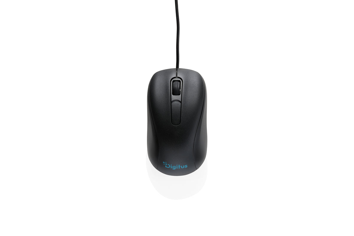 Digitus CM10 – Maus – Kabelgebunden (USB‑A), 1000 DPI, beidhändig, Schwarz