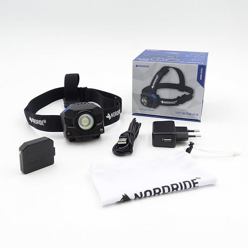 NORDRIDE Stirnlampe Active X1 R – 700 lm, 165 m, IP65, Laufzeit 90 h – Schwarz