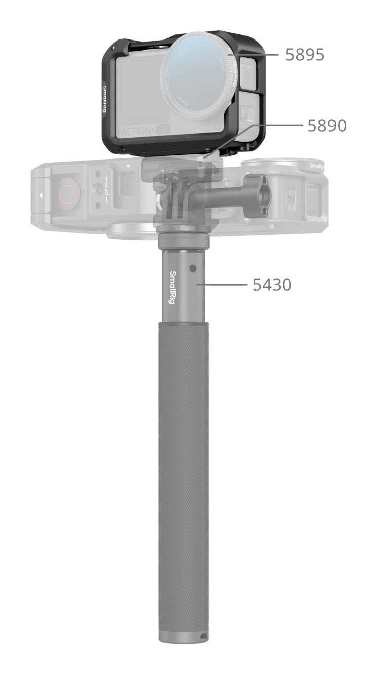 SmallRig 5887 Cage – Aluminium, 1/4" Gewinde – für DJI Osmo Action 6 – Schwarz
