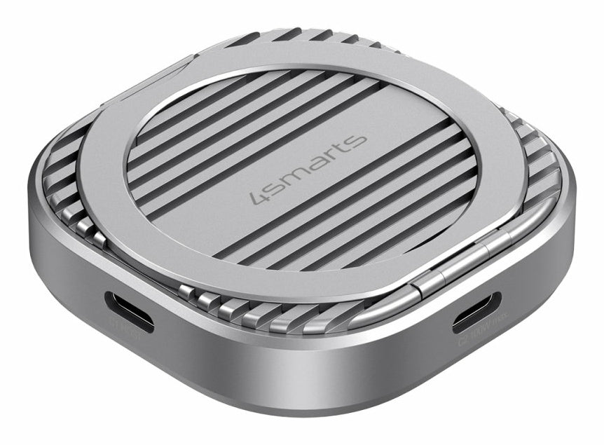 4smarts SSD-Gehäuse – MagSafe, Kickstand, M.2, 2 TB, USB-C 10 Gbit/s – für Android/iOS – Aluminium, Grau