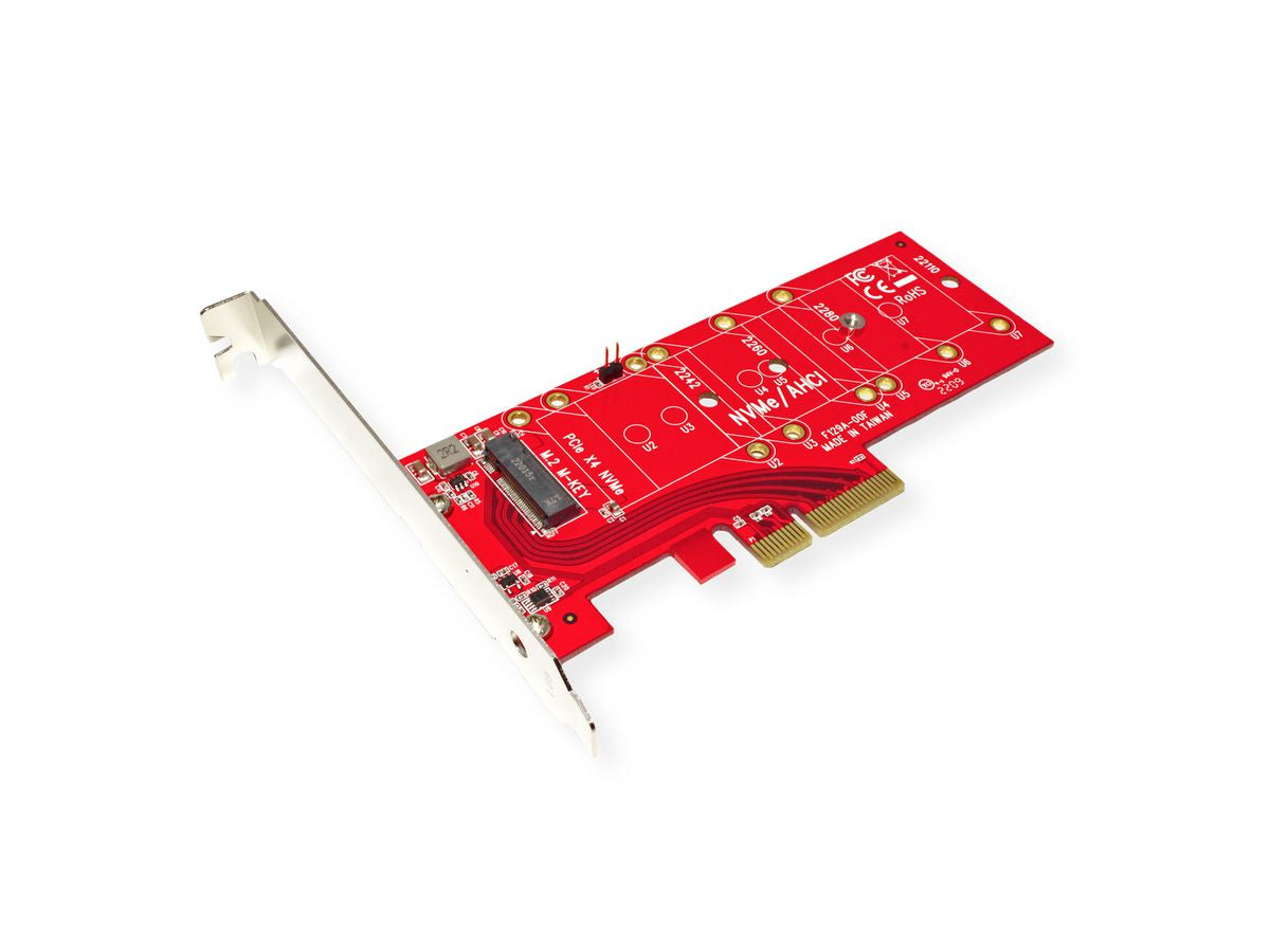 ROLINE PCIe M.2 NVMe Adapterkarte – PCIe 4.0 x4, 110 mm, 3,3 V/5 A, für M.2 NVMe SSDs – Rot