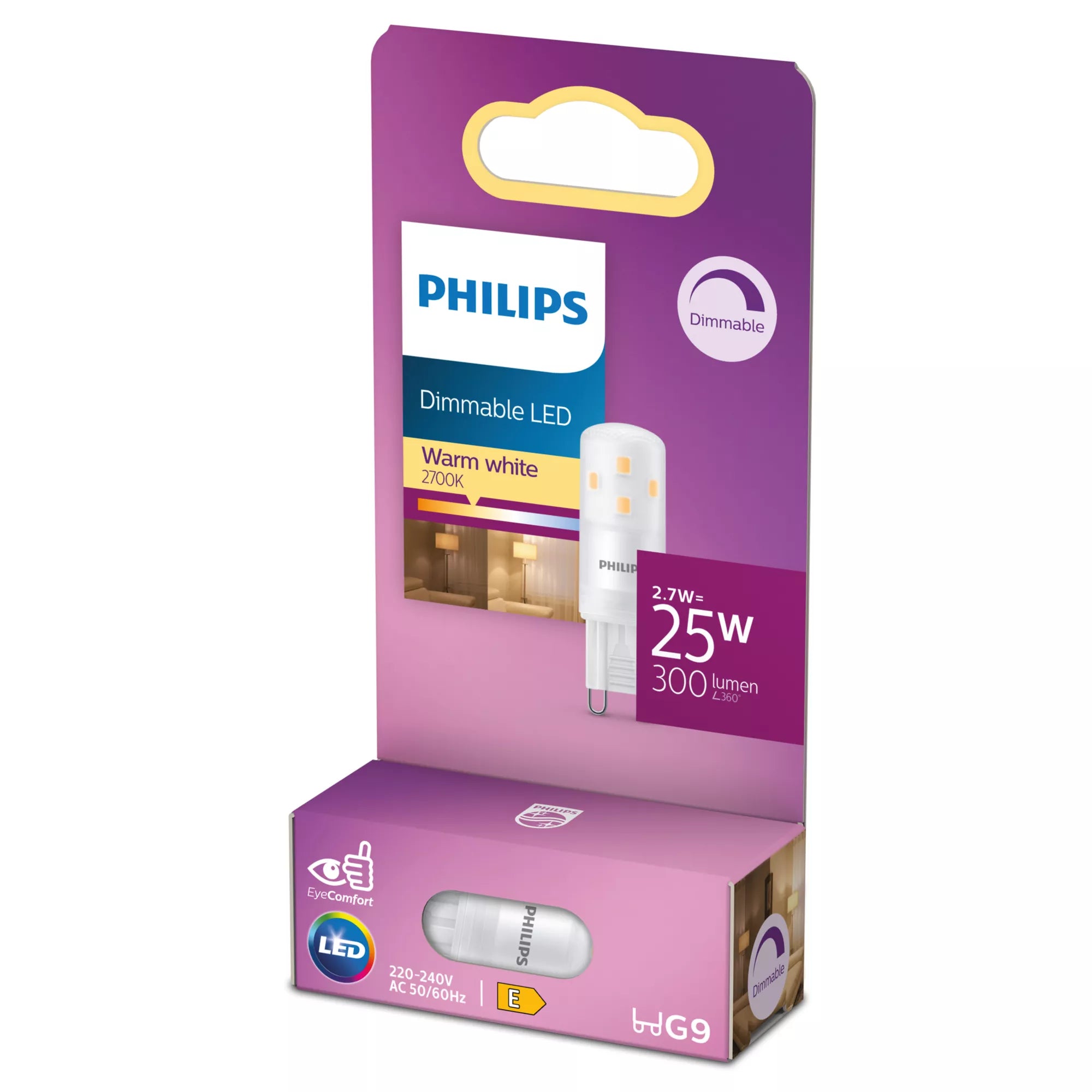 Philips by Signify Philips LED-Leuchtmittel G9 Kapsel – Warmweiss 2700 K, 300 lm, 2,6 W
