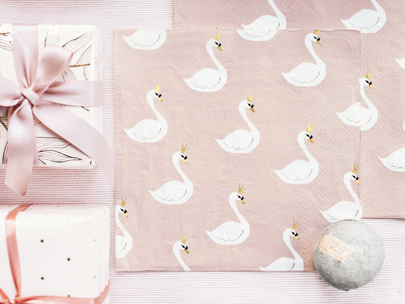 PartyDeco Papierservietten Lovely Swan, 33 × 33 cm – FSC – 20 Stk.