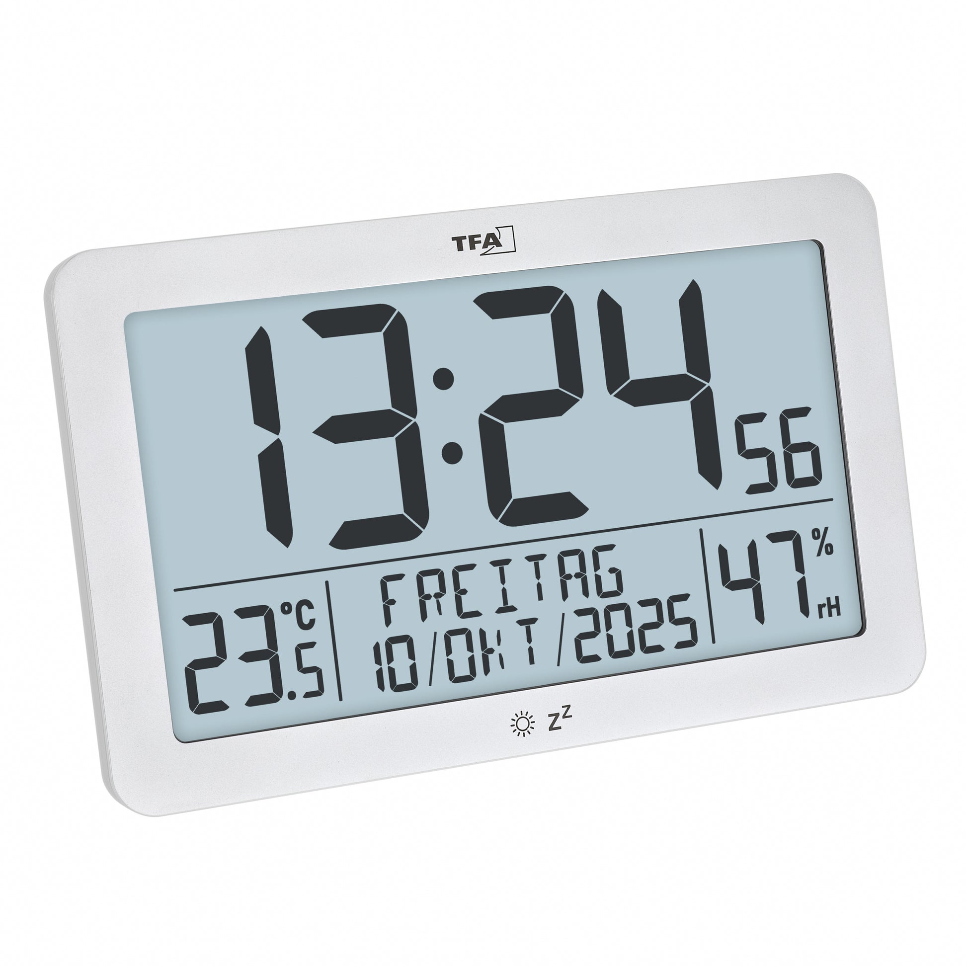 TFA-Dostmann TFA Dostmann Wanduhr – Digital, Funk, Thermometer, Hygrometer, 20 × 12,4 × 6,3 cm, Weiss