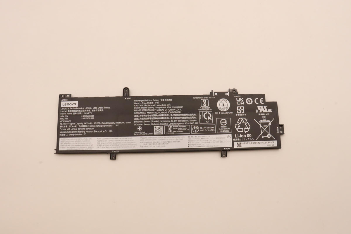 Lenovo Notebook-Akku – für Lenovo Notebooks – 52,5 Wh, 15,44 V (4 Zellen) – Schwarz