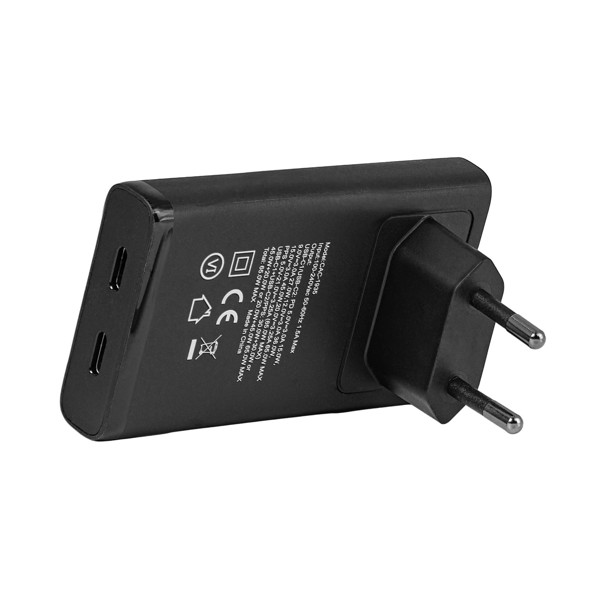 CLUB3D Club 3D CAC-1935 USB-Wandladegerät 65 W – USB-C×2 – PD 3.1, PPS, GaN – für USB-C-Geräte – schwarz