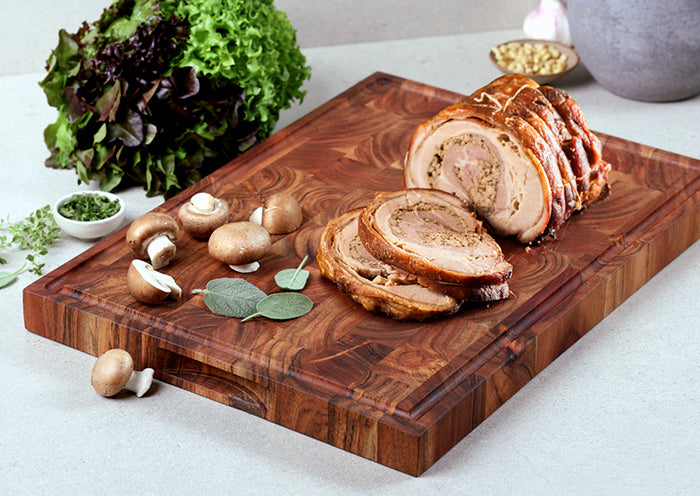 Kesper Schneidebrett 50 × 36 × 3,5 cm, Akazienholz, mit Saftrille, Braun
