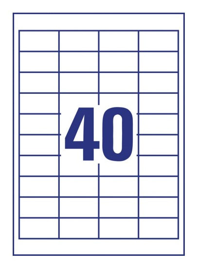 Avery 4780-65 – Etiketten A4 49 × 25 mm – weiss – permanent haftend – Laser/Inkjet – 40 pro Blatt, 65 Blätter