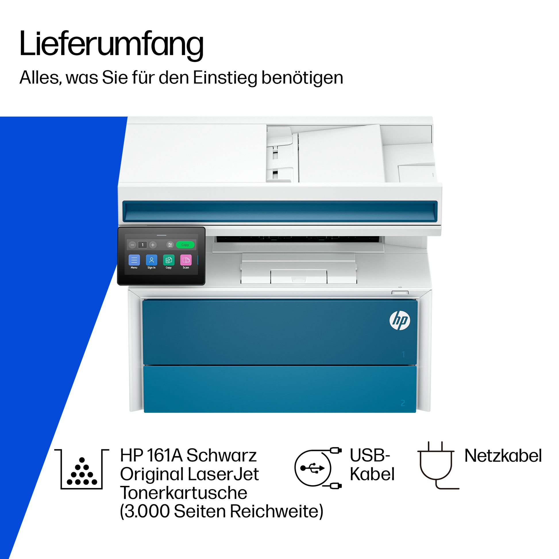 HP LaserJet Pro MFP 4113fdw – SW-Laser-Multifunktionsdrucker, A4, 4-in-1, Duplex, ADF, WLAN/LAN, Touchscreen