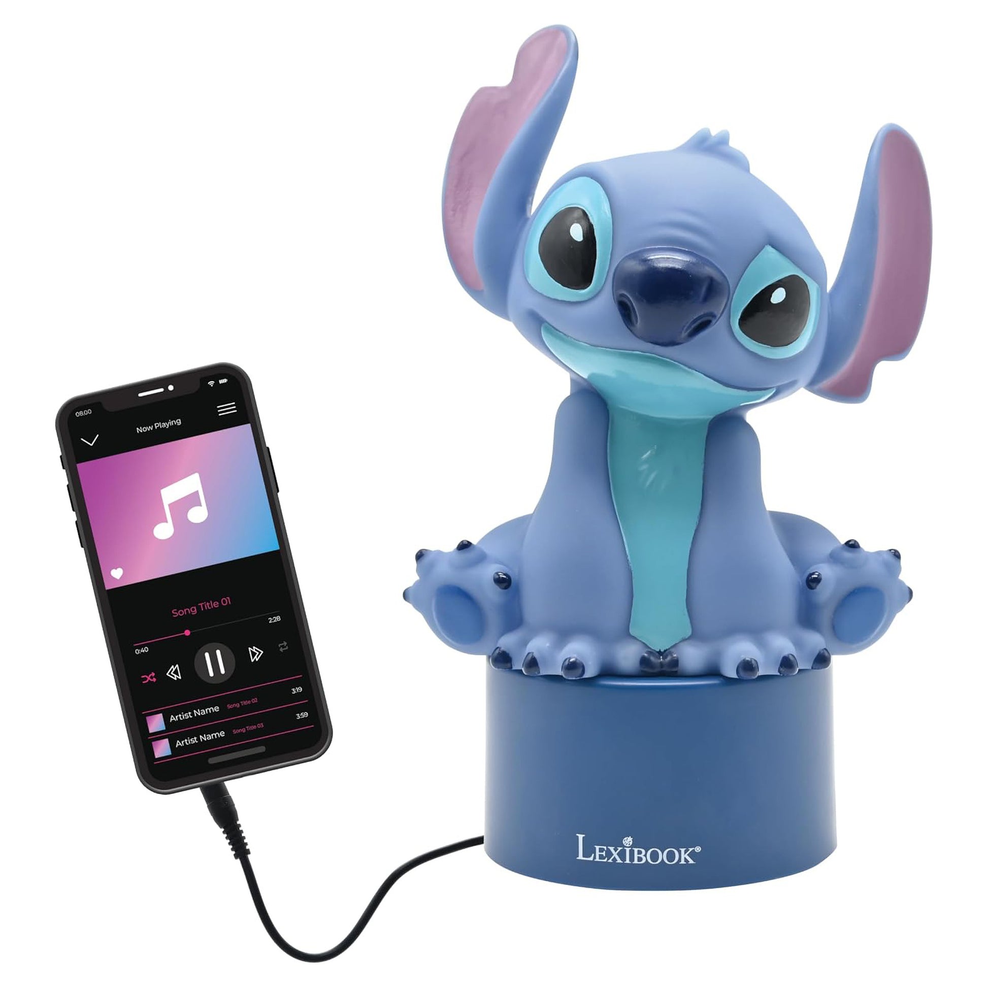 Lexibook Nachtlicht-Lautsprecher Stitch NS01D – Batteriebetrieb 3× AAA, automatische Abschaltung 15 min – Blau