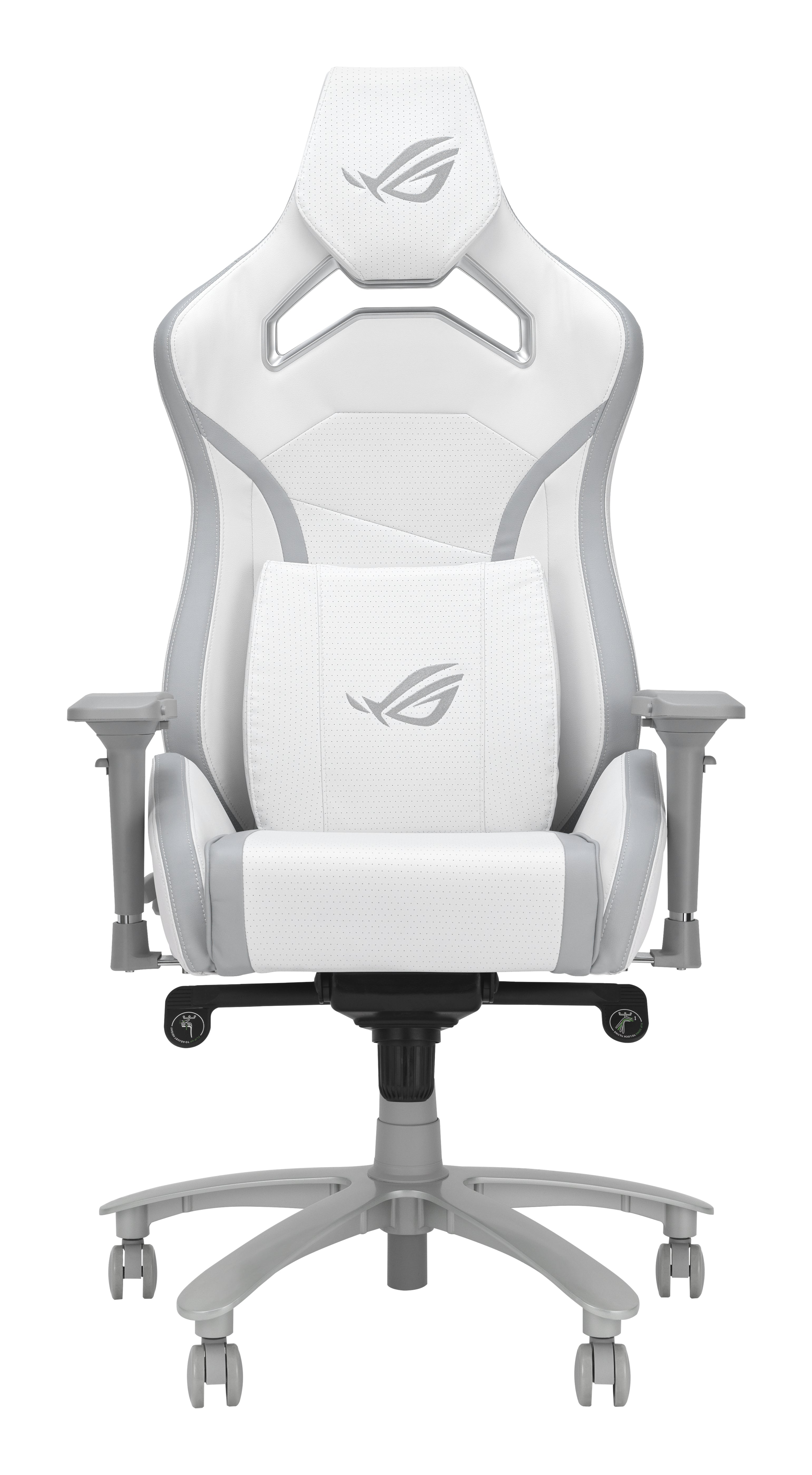 ASUS ROG Chariot X Core Gaming-Stuhl – Kunstleder – Weiss, 4D-Armlehnen, mit Kopfstütze, Lendenkissen, bis 136 kg