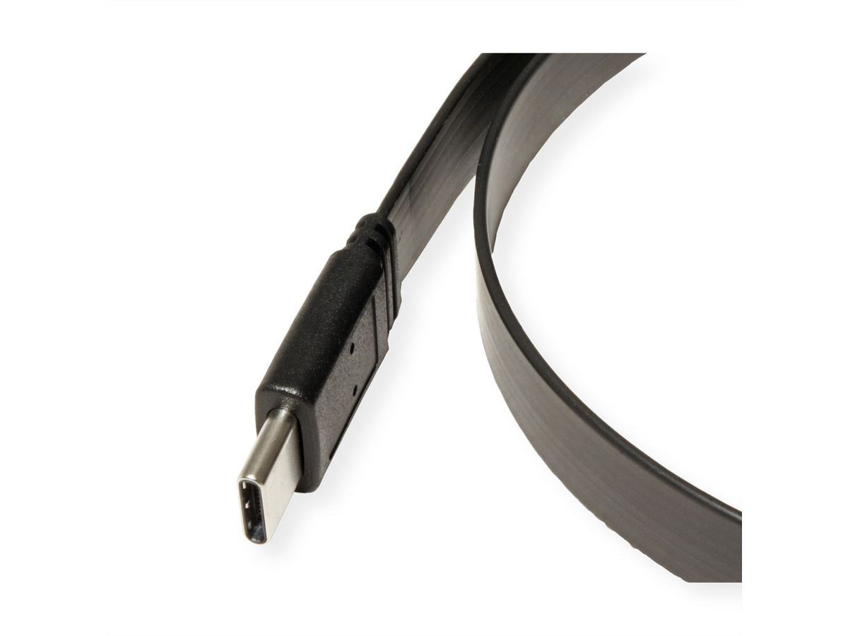 VALUE USB-C auf USB-C Kabel – USB4 40 Gbit/s – 0,5 m – PD 100 W – extra-flach – Schwarz