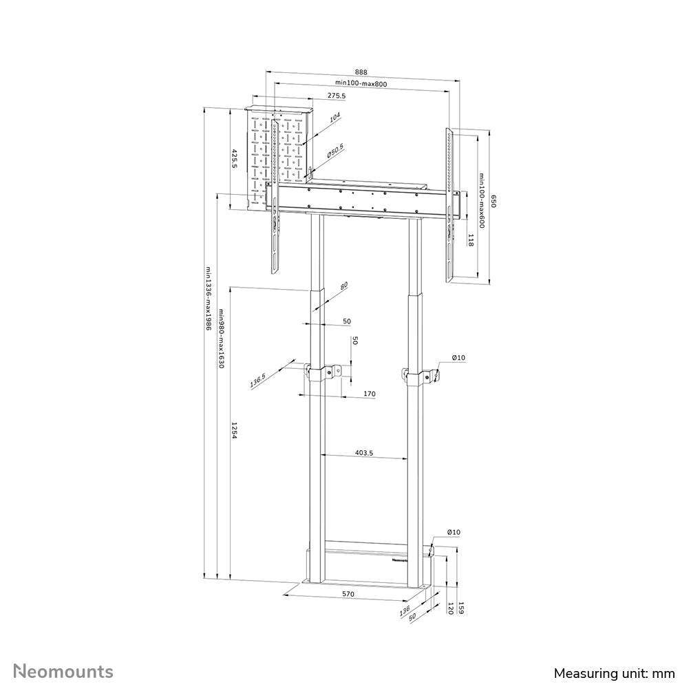 Neomounts WL55-875BL1 – Motorisierter Displayständer für 55–100", VESA 100×100–800×600, bis 110 kg