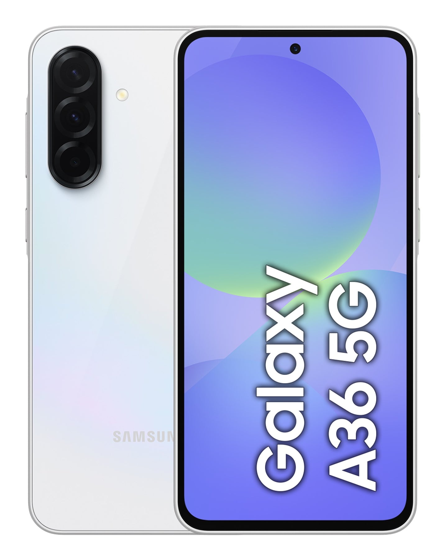Samsung Galaxy A36 – weiss, 6,7", 1080 × 2340, Android 15, 256 GB, 8 GB, NanoSIM + eSIM, 5G, IP67, NFC