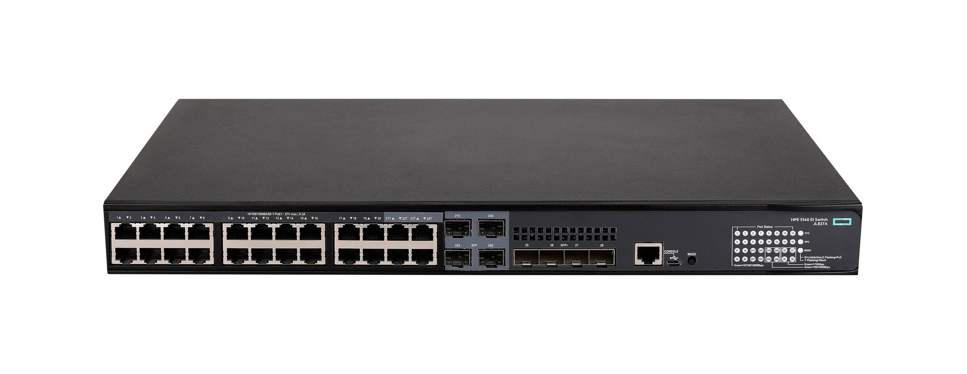 HPE JL827A – Managed Switch – 24×GbE, 4×SFP+, L3, PoE+ 370 W, 1U