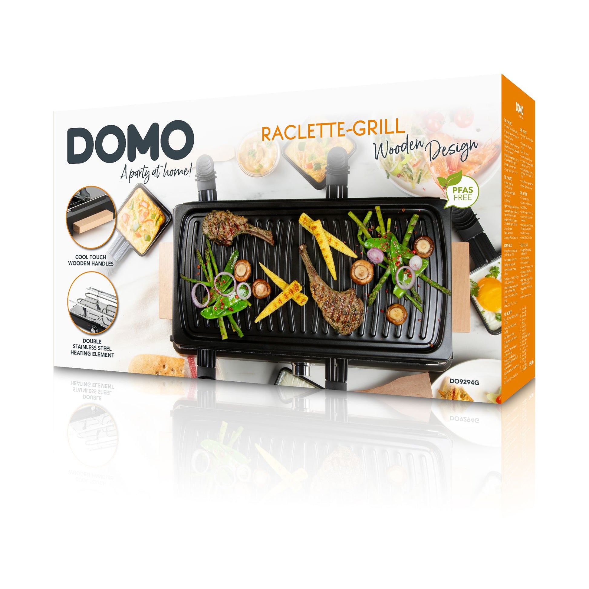 Domo Raclette DO9294G – 8 Personen, Keramik-Grillplatte, 1400 W – schwarz