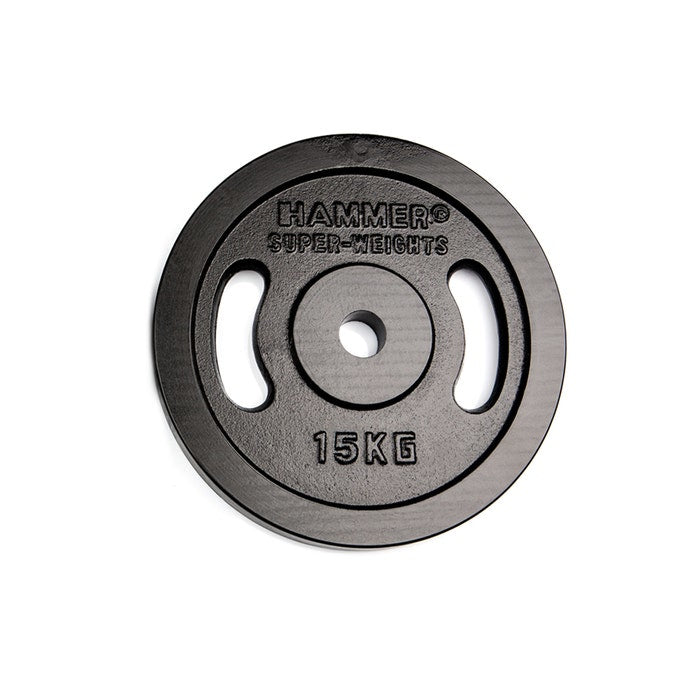 HAMMER Hantelscheibe, 15 kg, Gusseisen, Schwarz – 1 Stück