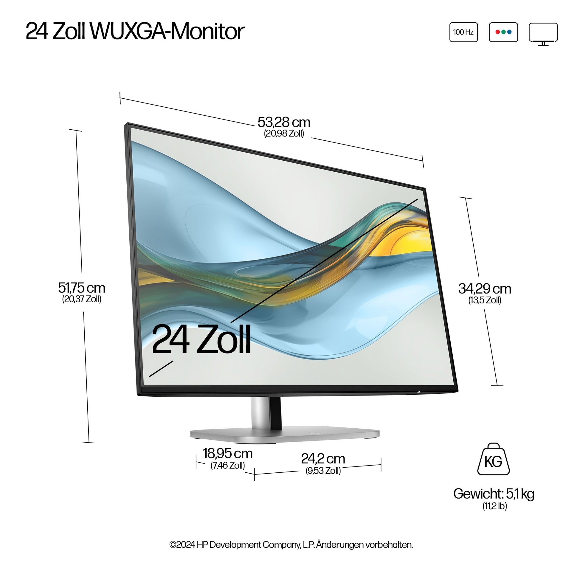 HP Serie 5 Pro 524pn – Monitor, 24", 1920 × 1200 (WUXGA)