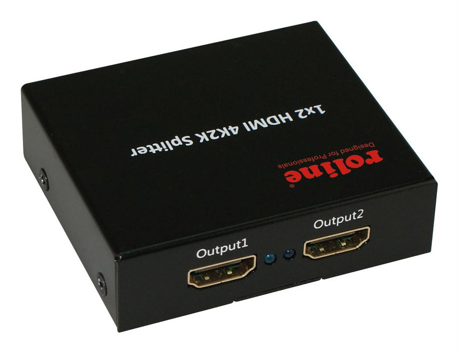 ROLINE HDMI Video-Splitter – 4K (3840 × 2160) @ 60 Hz, 1 zu 2 HDMI-Ausgänge, HDCP 1.3, Schwarz