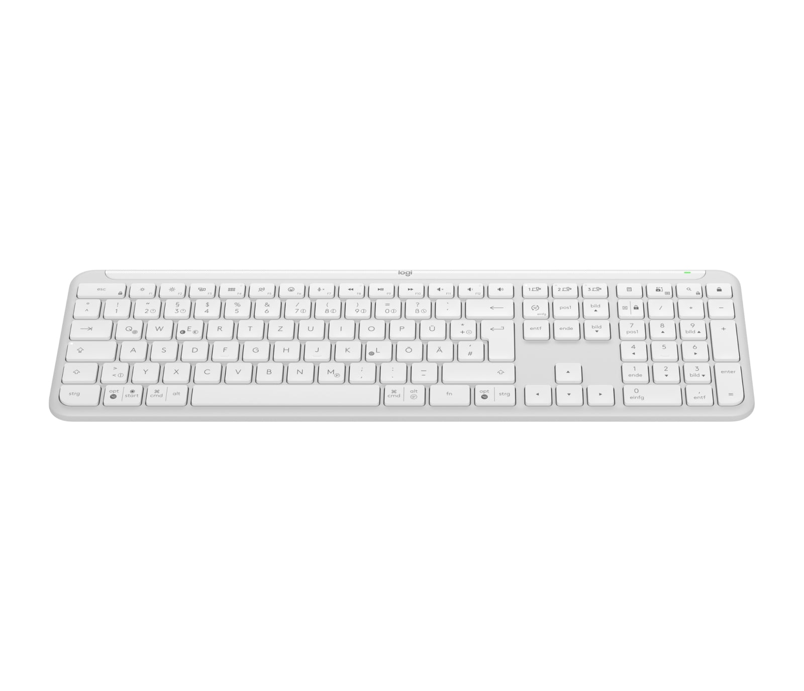 Logitech Signature Slim K950 – Tastatur, kabellos (Bluetooth), DE-Layout, Low-Profile, Weiss