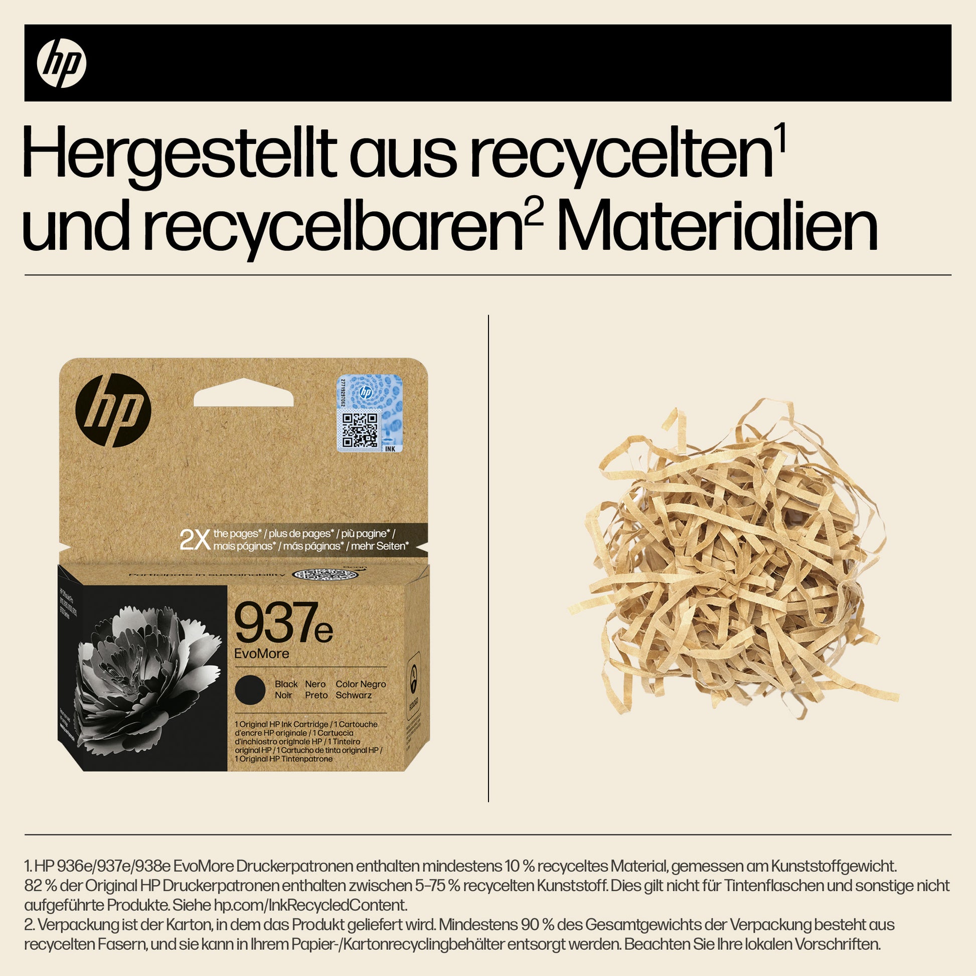 HP Evomore Tintenpatrone 937E, Schwarz, Original – für HP