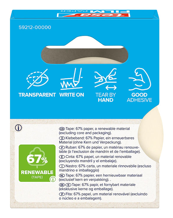 TESA Büro-Klebeband – permanent, klar, Papier, 19 mm × 33 m, 1 Rolle
