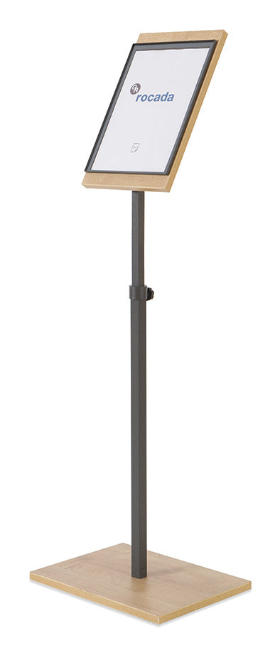 Rocada Boden-Prospektständer – für A4, braun, Holz, 400×300×1400 mm