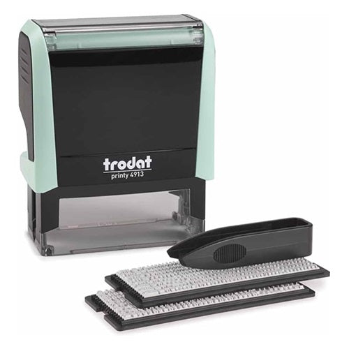 Trodat Printy 4913 Typomatic – Selbstfärbender Textstempel zum Selbersetzen – Abdruck 21 × 57 mm – schwarz