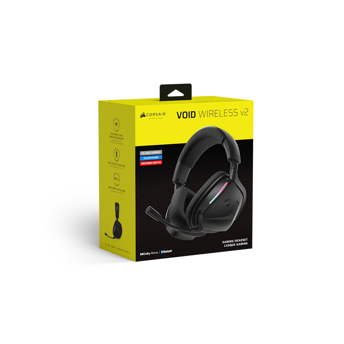 Corsair VOID WIRELESS v2 Gaming-Headset – Over-Ear, Stereo, Kabel + BT, mit USB-C-Dongle, Schwarz