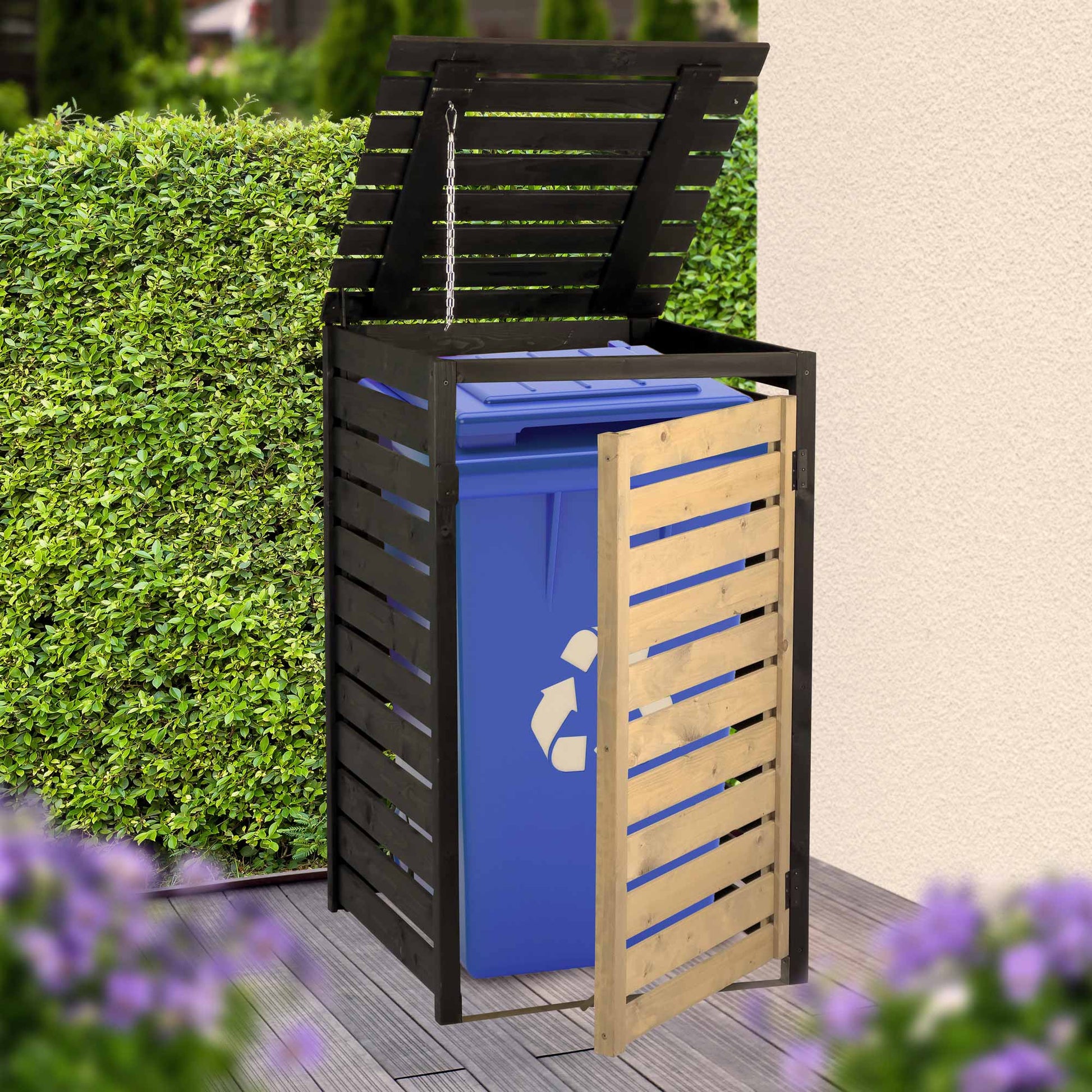 Dobar Aufbewahrungsbox 120 L – Holz – Schwarz – 670 × 1120 × 695 mm