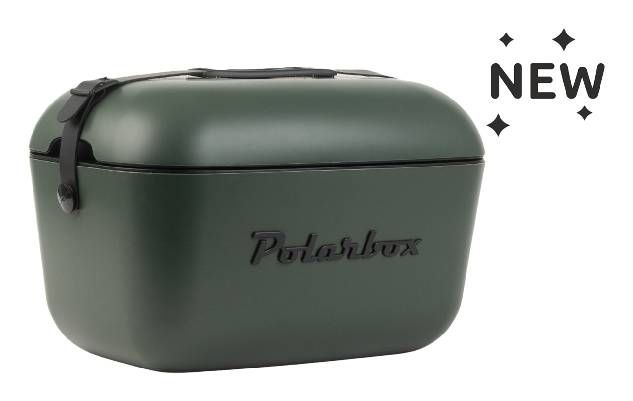 Polarbox Thermobox Retro – leckdicht, mit Schultergurt, bis 24 h – 12 l – Waldgrün, Schwarz – 1 Stk.