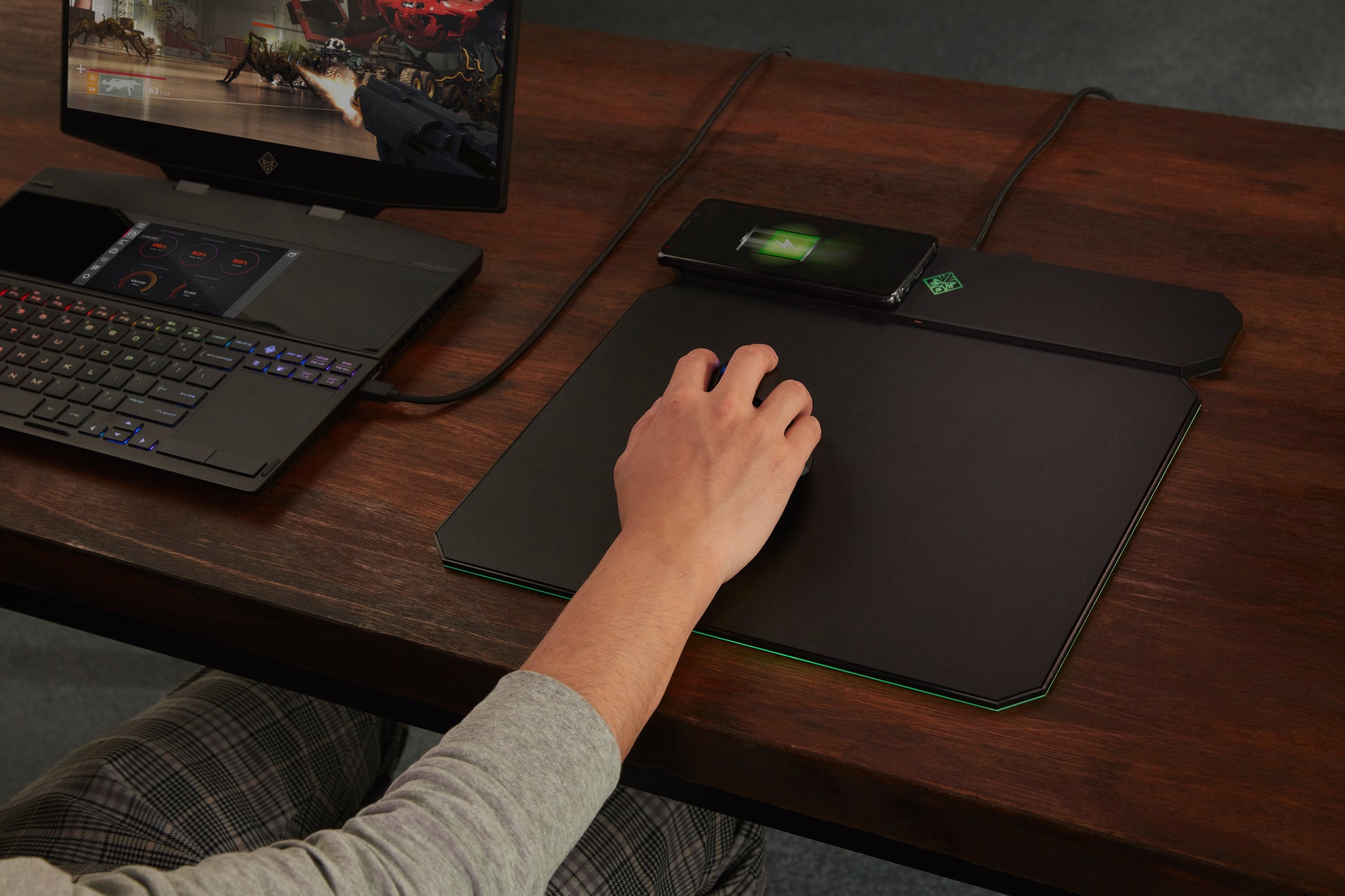 HP OMEN Photon – Gaming-Maus – Kabellos (Bluetooth/2,4 GHz), 16000 DPI, beidhändig, Schwarz
