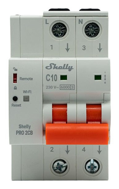 Shelly Leitungsschutzschalter – 10 A, C-Auslösecharakteristik, 160–230 V – für einphasige Stromkreise – Grau