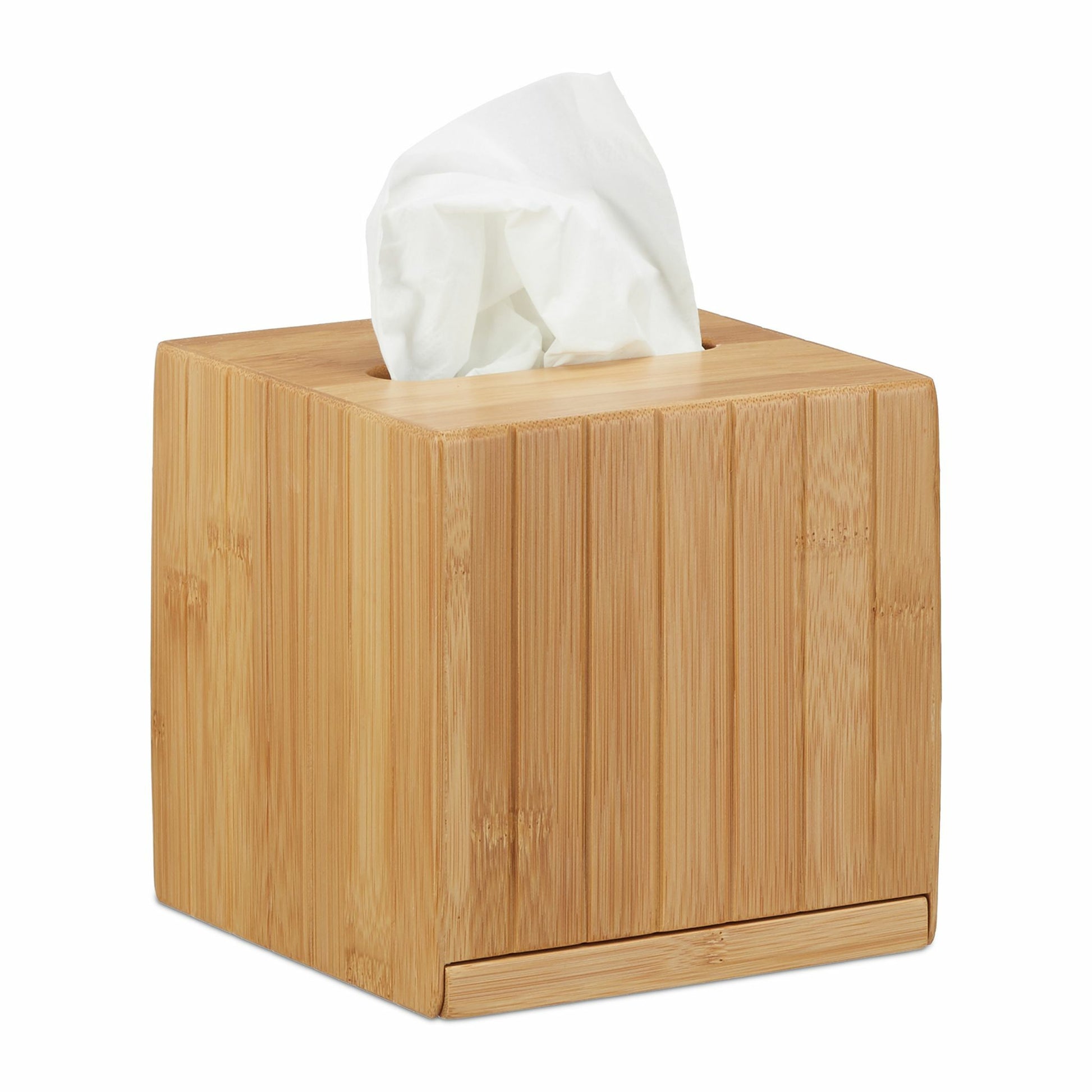Relaxdays Kosmetiktuchbox – freistehend, Holz, Beige