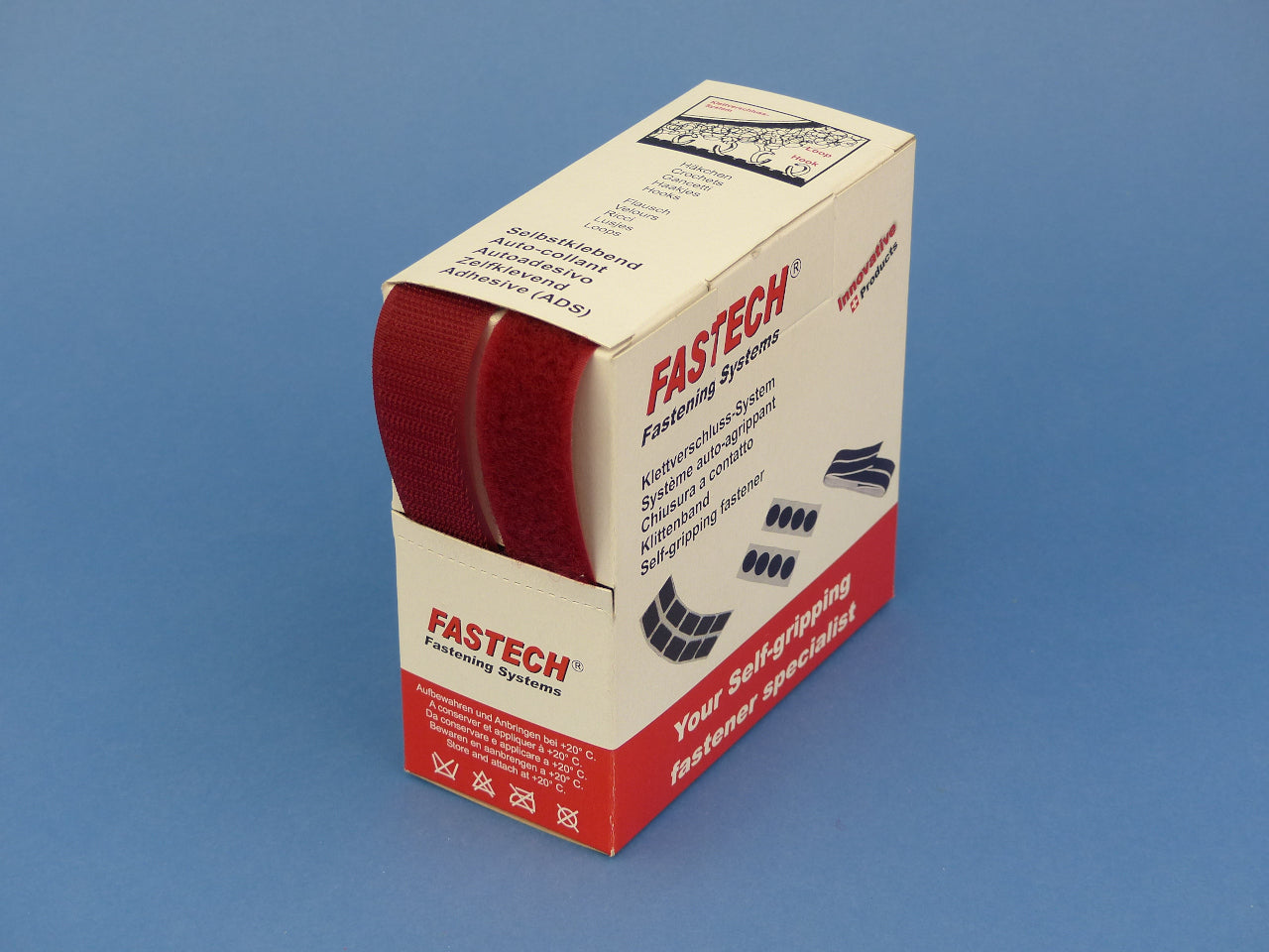 FASTECH Klettband 25 mm × 5 m – annähbar, Burgunderrot