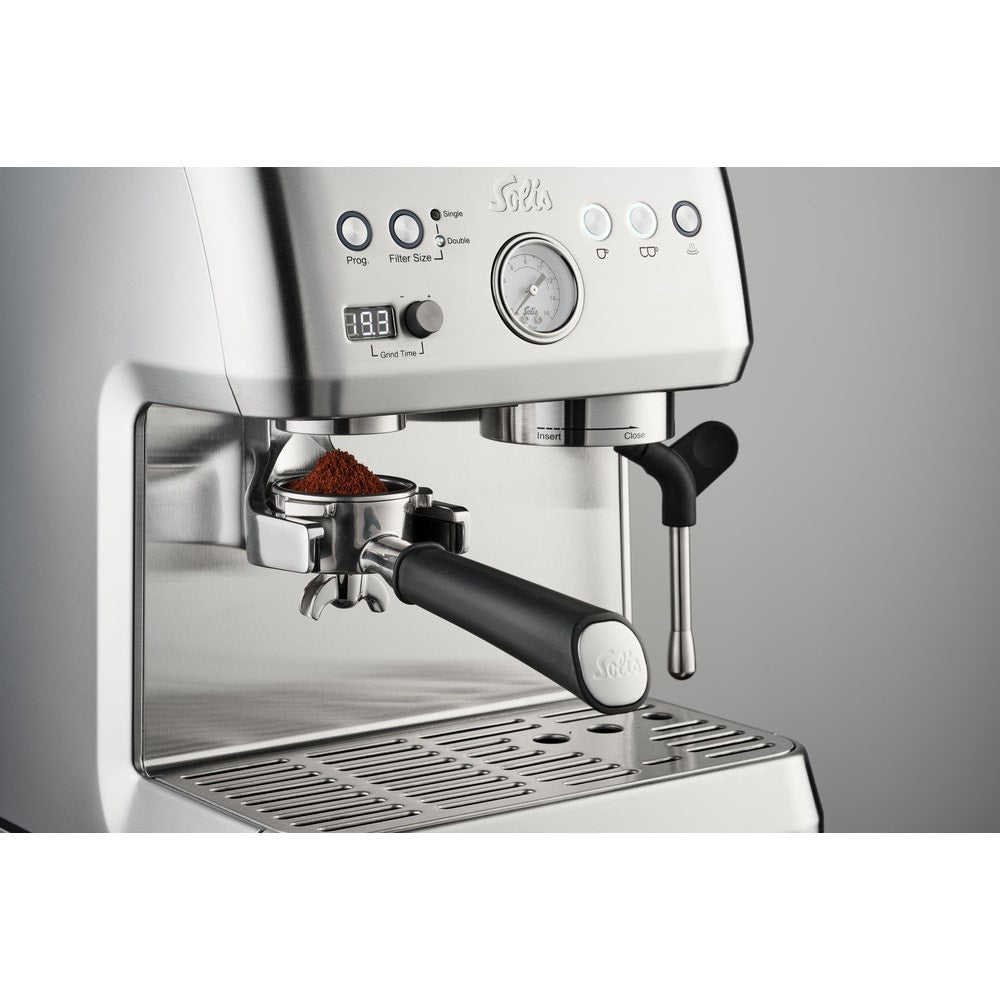 Solis Grind & Infuse Perfetta 980.35 Siebträgermaschine – 16 bar, 2,6 l, 250 g, 2 Tassen, Silber