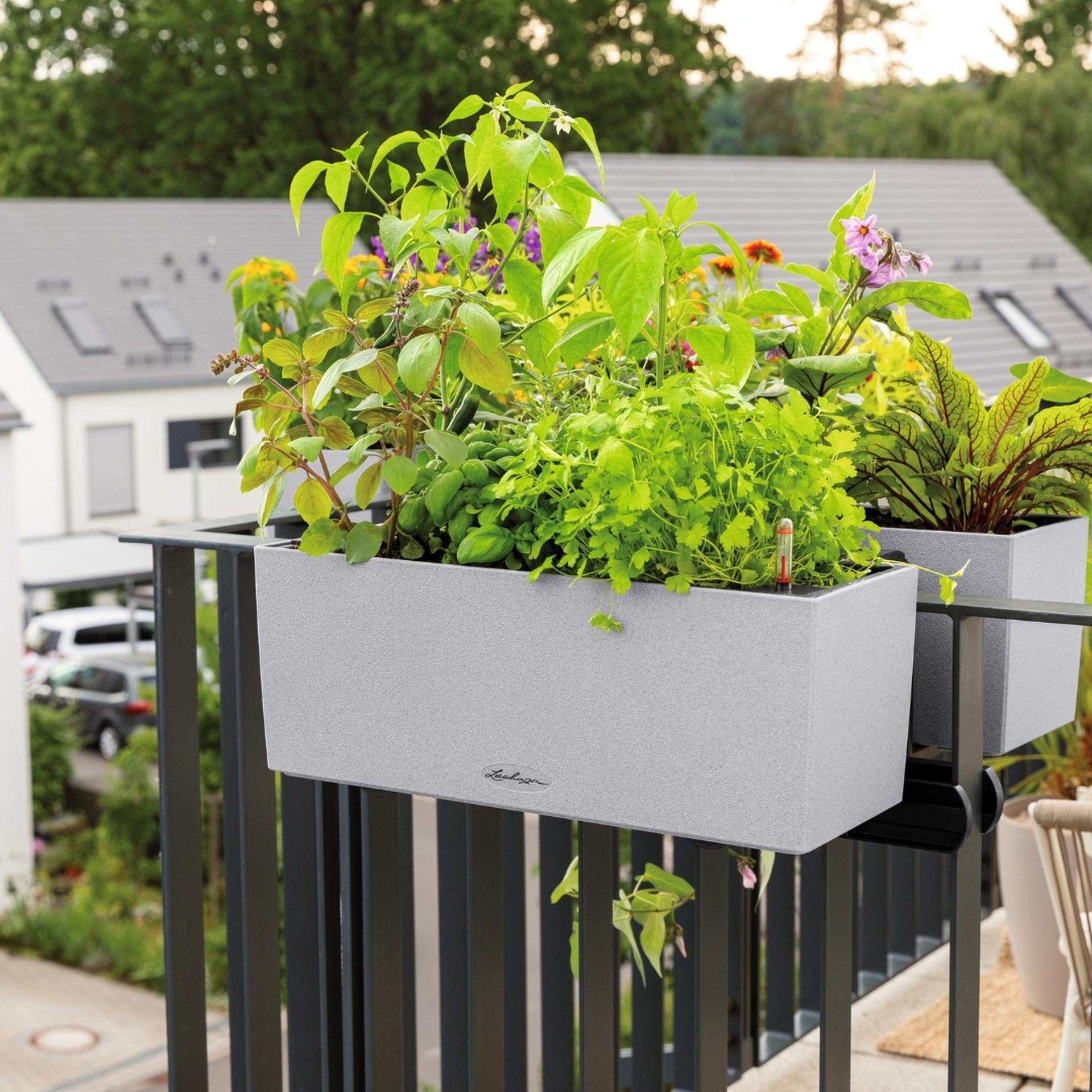 LECHUZA BALCONERA Stone 40 Pflanzgefäss – 6 l, 40 × 19 × 19 cm – Kunststoff, beige