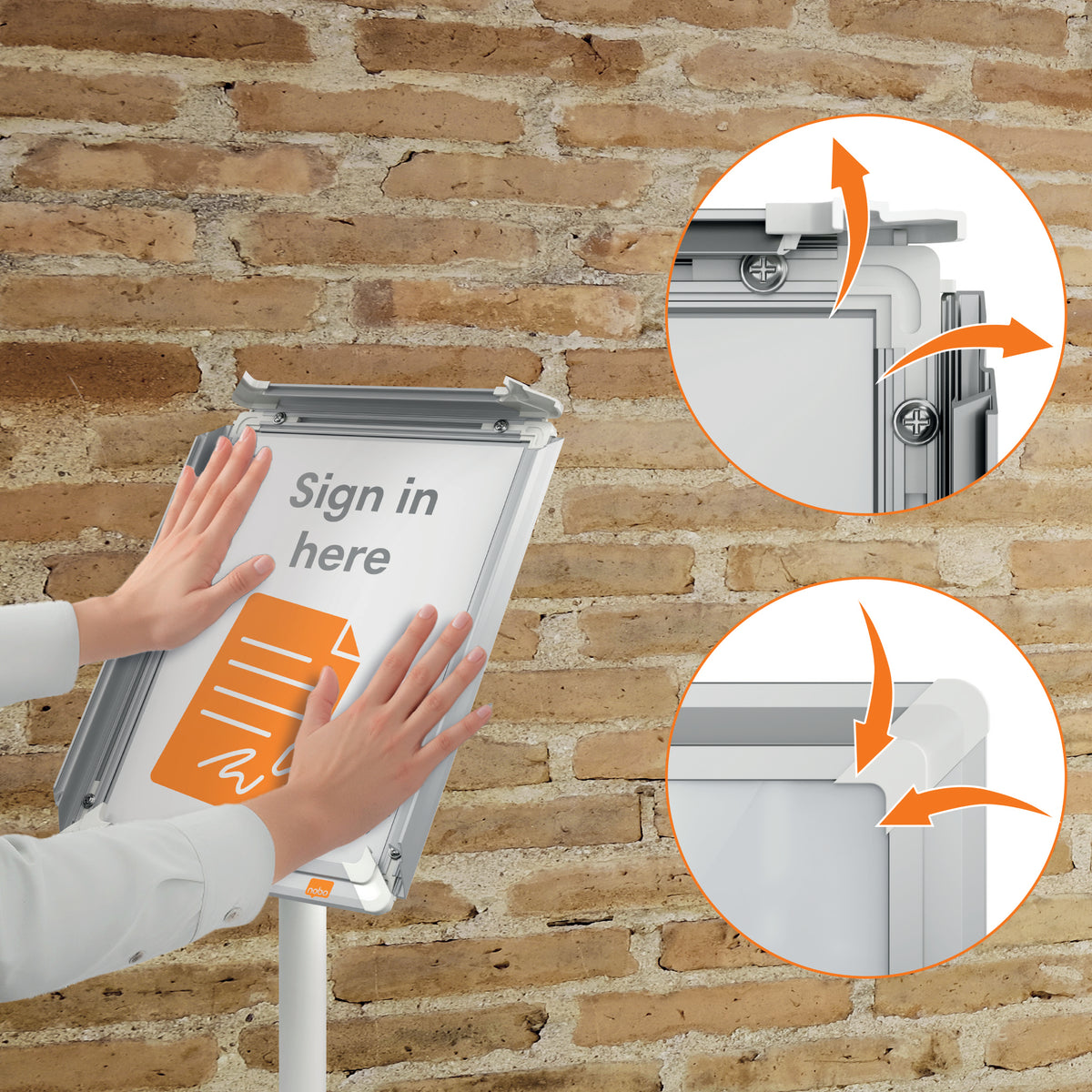 Nobo Bildaufhänger Premium Plus – für A4 – Silber – Aluminium/Polypropylen (PP) – 420×300×1260 mm