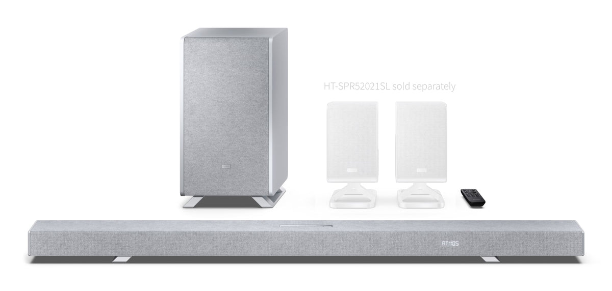 Sharp HT-SBW55121SL – Soundbar – 5.1.2, Dolby Atmos/DTS:X, mit kabellosem Subwoofer, 212 W, Silber