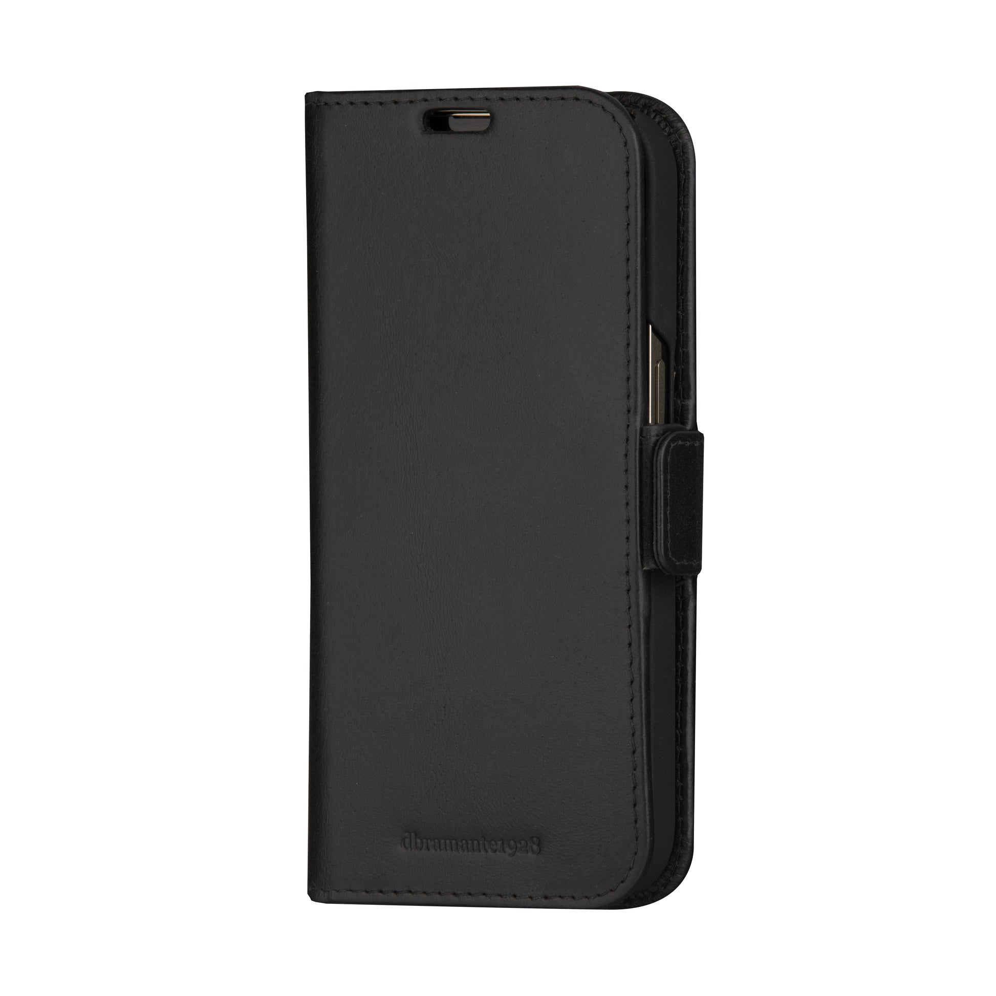 dbramante1928 Copenhagen Wallethülle – für Apple iPhone 15 Plus, mit Ständer, 3 Kartenfächer, Leder, schwarz