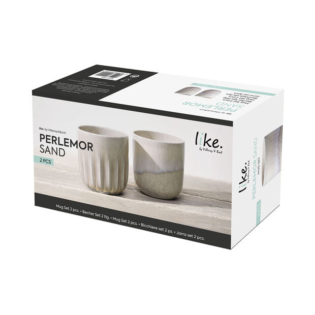 Villeroy & Boch Becher – 0,10 l, Porzellan, beige, Henkel, spülmaschinenfest, mikrowellengeeignet, 2 Stück