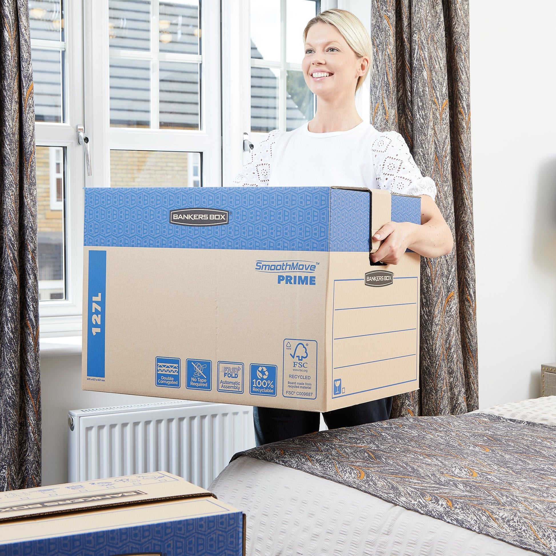 Fellowes Bankers Box Transit Umzugsbox, extra gross, braun – 632 × 480 × 463 mm – 5 Stk.