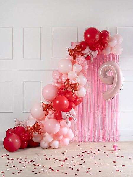 PartyDeco Folienballon Schleife – Rosa – 25 × 25 cm – 5 Stk