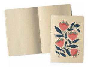 Natur Verlag Notizheft – A5 – blanko – 60 Seiten – 90 g/m² – Softcover, Blumenmotiv, rot, FSC